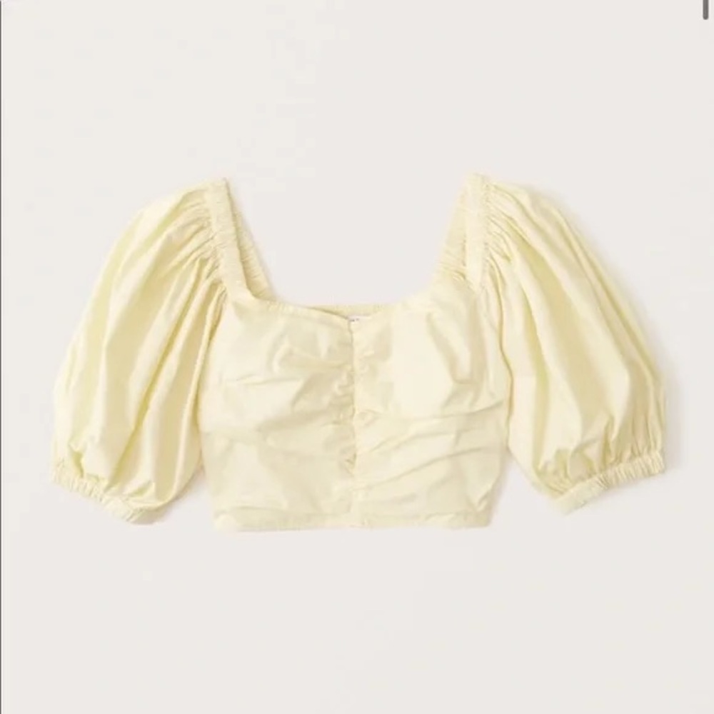 Abercrombie & Fitch cropped ruched top in yellow